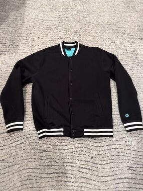 Black Contrast-Trim Bomber Jacket